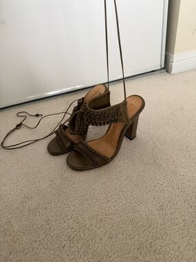 SCHUTZ Braided Lace-Up Block Heel Sandals